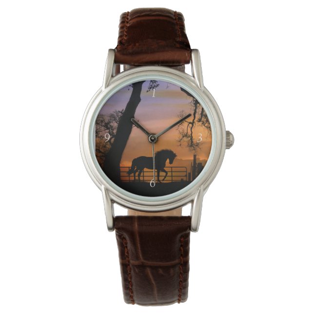Schöne Pferdebeobachtung Armbanduhr (Vorderseite)