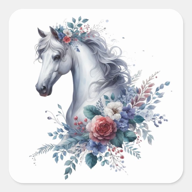 Schöne Pferdekleber Quadratischer Aufkleber (Vorderseite)