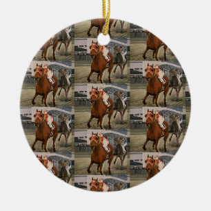 Schöne Pferdeschlittenbesitzer im klassischen Renn Keramik Ornament