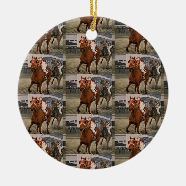 Schöne Pferdeschlittenbesitzer im klassischen Renn Keramik Ornament (Vorne)