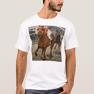 Schöne Pferdeschlittenbesitzer im klassischen Renn T-Shirt