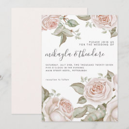 Schöne Pfirsichblüte Rose Einladung
