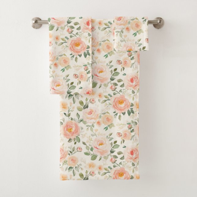 Schöne Pfirsichblüten-Brautdusche Badhandtuch Set (Insitu)