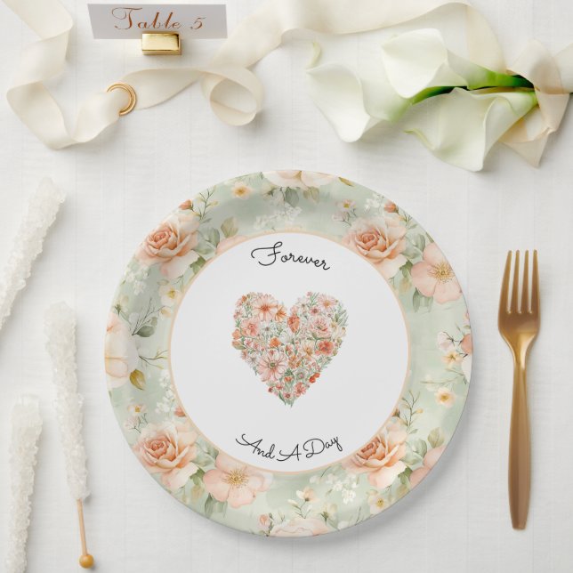 Schöne Pfirsichblüten Hochzeit Pappteller (Hochzeit)