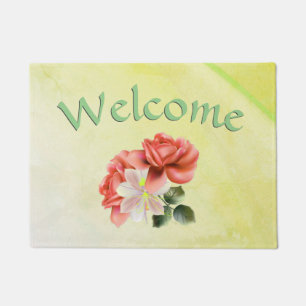 Schöne Pfirsichfarben Jugend Grün Fußmatte