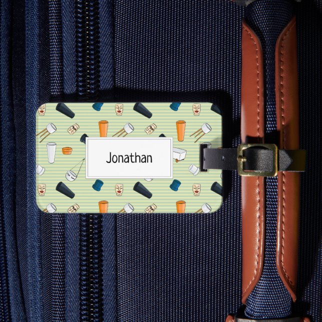 Schöne Pflanze mit grünem gestreiftem Hintergrund Gepäckanhänger (Vorderseite Insitu 4)