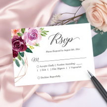 Schöne Pflaumenbläserne RSVP-Karte für Lila Hochze