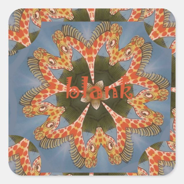 Schöne phantastische afrikanische Giraffe Blanche Quadratischer Aufkleber (Vorderseite)