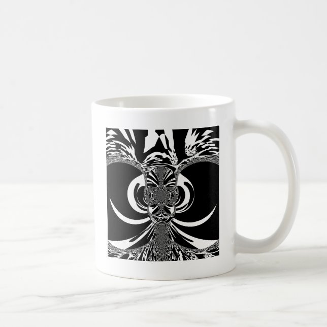 Schöne phantastische afrikanische Schwarzweißkunst Kaffeetasse (Rechts)