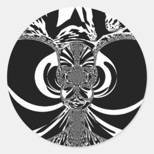 Schöne phantastische afrikanische Schwarzweißkunst Runder Aufkleber