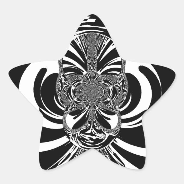 Schöne phantastische afrikanische Schwarzweißkunst Stern-Aufkleber (Vorderseite)