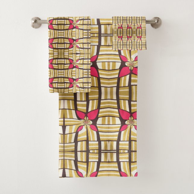 Schöne Phantastische afrikanische Tribal Print far Badhandtuch Set (Insitu)