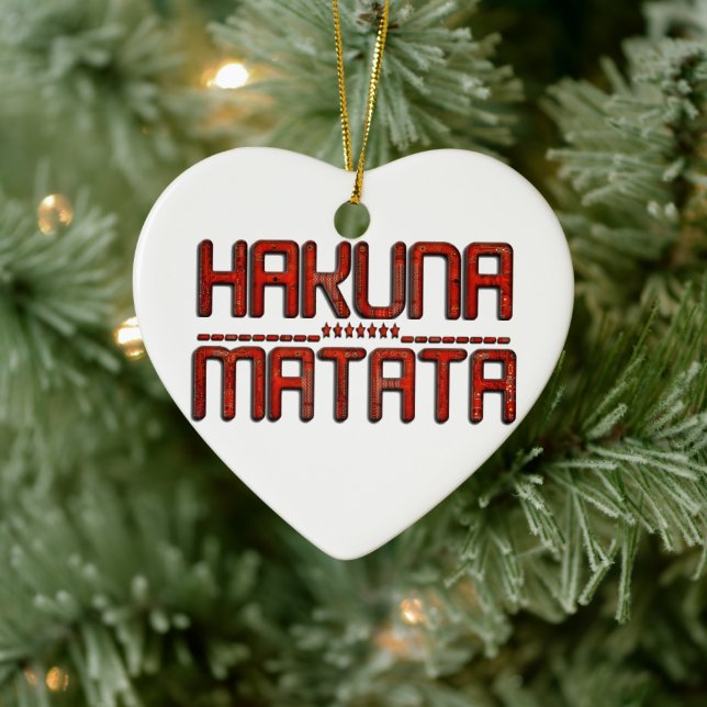 Schöne Phantastische Embossed Red Hakuna Matata Te Keramik Ornament (Baum)