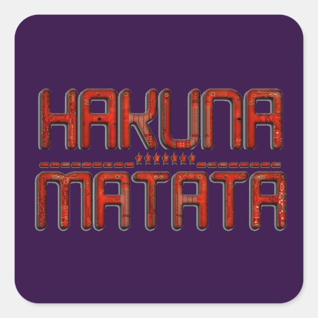 Schöne Phantastische Embossed Red Hakuna Matata Te Quadratischer Aufkleber (Vorderseite)