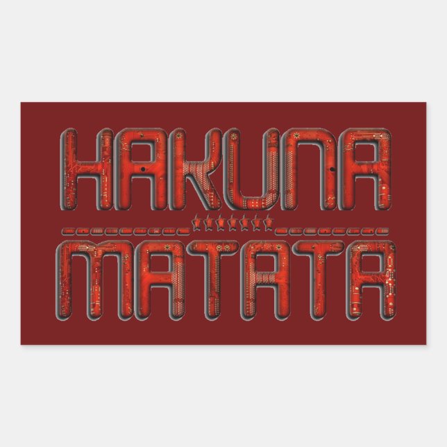 Schöne Phantastische Embossed Red Hakuna Matata Te Rechteckiger Aufkleber (Vorderseite)