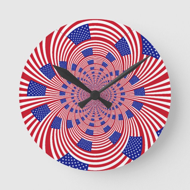 Schöne Phantastische Flagge der Vereinigten Staate Runde Wanduhr (Vorderseite)
