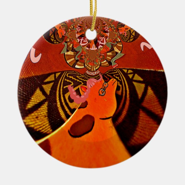 Schöne Phantastische Giraffe Liebe Safari Tiere Keramik Ornament (Vorne)