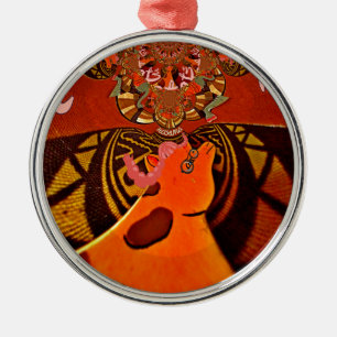Schöne Phantastische Giraffe Liebe Safari Tiere Silbernes Ornament