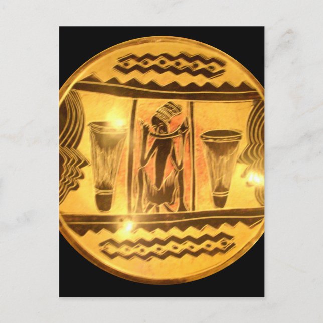 Schöne Phantastische Golden Red African Drummer Postkarte (Vorderseite)