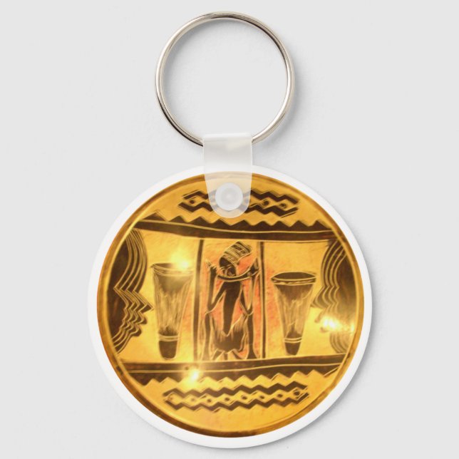 Schöne Phantastische Golden Red African Drummer Schlüsselanhänger (Vorderseite)