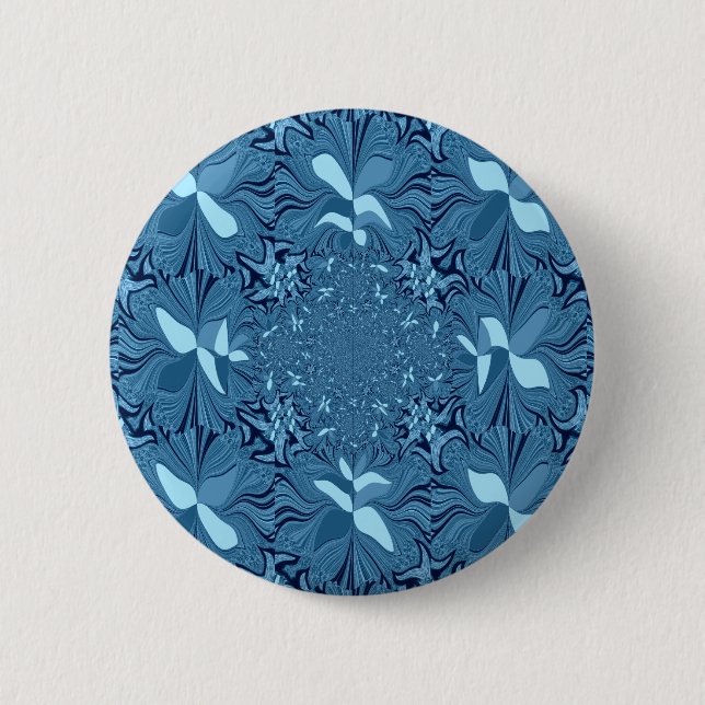Schöne Phantastische Iridescent Blue Kaleidoskop K Button (Vorderseite)