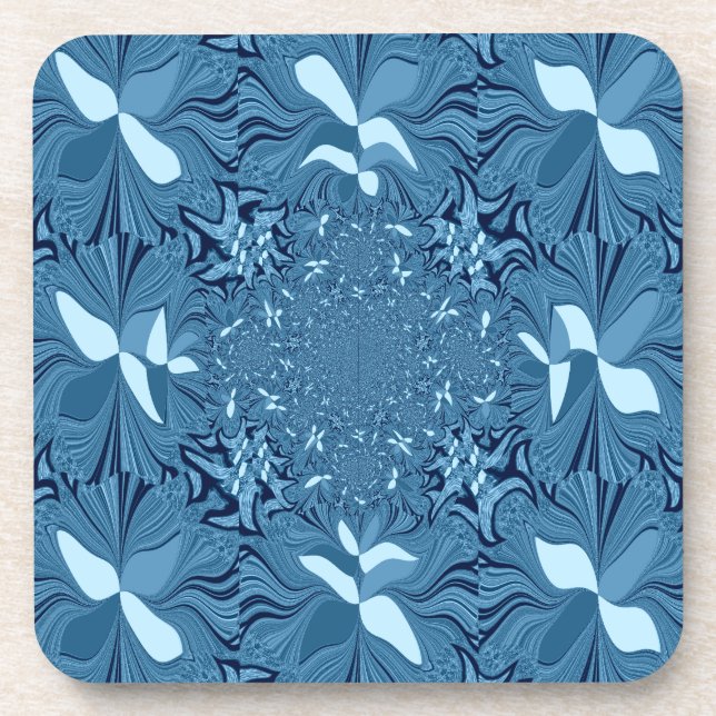 Schöne Phantastische Iridescent Blue Kaleidoskop K Getränkeuntersetzer (Vorderseite)