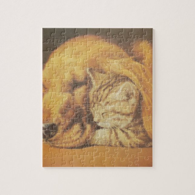 Schöne Phantastische Katze und Hund Cuddling Art P (Vertikal)