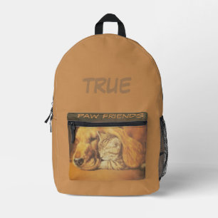 Schöne Phantastische Katze und Hund Cuddling Art P Bedruckter Rucksack