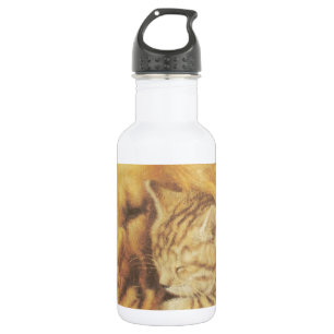 Schöne Phantastische Katze und Hund Cuddling Art P Edelstahlflasche