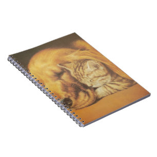 Schöne Phantastische Katze und Hund Cuddling Art P Notizblock