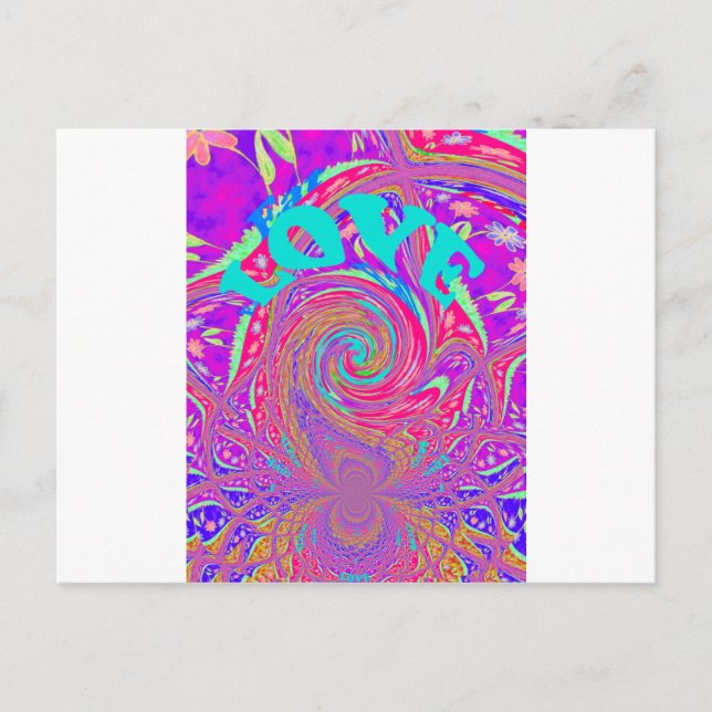 Schöne Phantastische Liebe Whirlpool Text Art Prin Ankündigungspostkarte (Vorderseite)