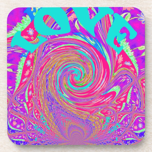 Schöne Phantastische Liebe Whirlpool Text Art Prin Untersetzer (Vorderseite)
