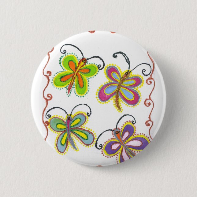 Schöne, phantastische Niedliche Schmetterlingskuns Button (Vorderseite)