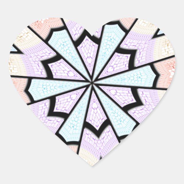 Schöne, Phantastische, pastellfarbene geometrische Herz-Aufkleber (Vorderseite)