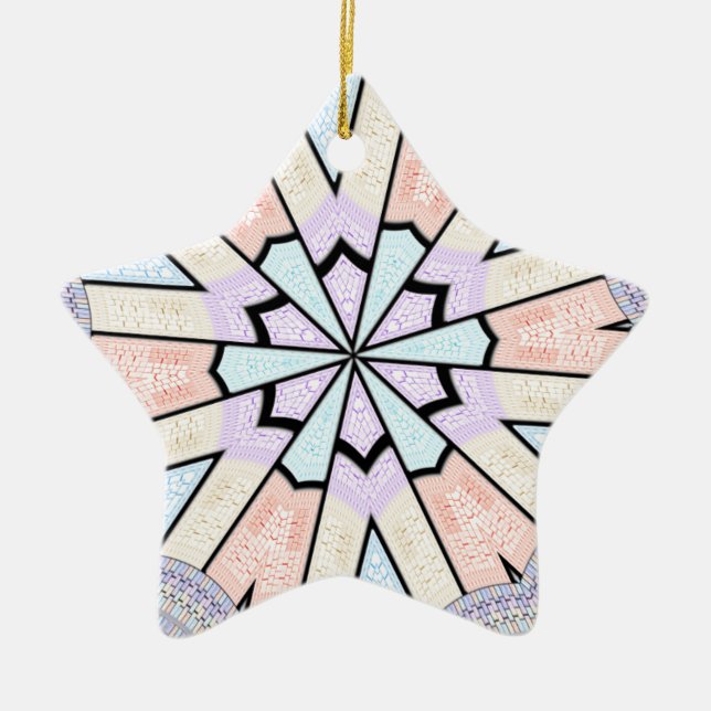 Schöne, Phantastische, pastellfarbene geometrische Keramik Ornament (Vorne)