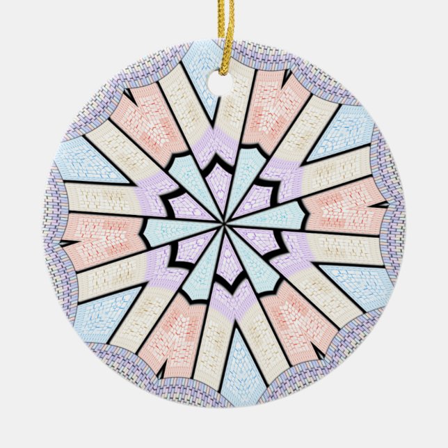 Schöne, Phantastische, pastellfarbene geometrische Keramikornament (Vorne)