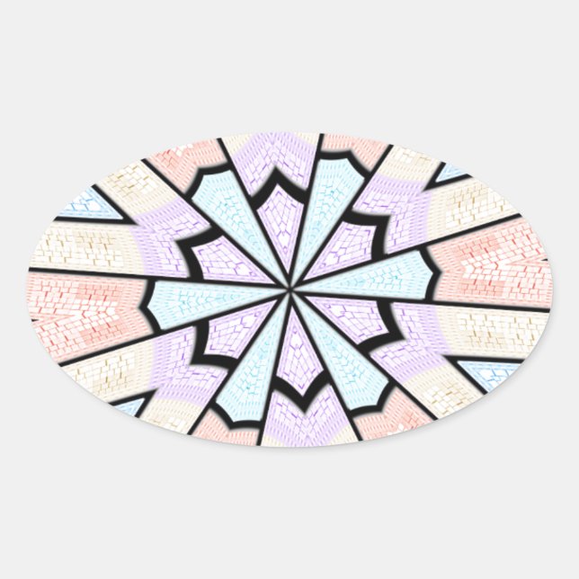 Schöne, Phantastische, pastellfarbene geometrische Ovaler Aufkleber (Vorderseite)