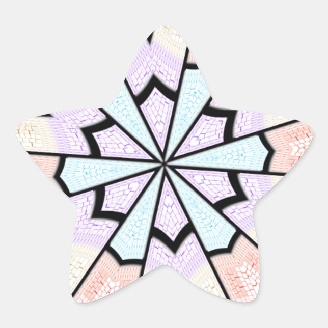 Schöne, Phantastische, pastellfarbene geometrische Stern-Aufkleber (Vorderseite)