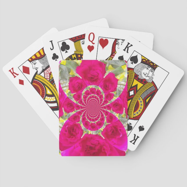 Schöne Phantastische Rote Rosen Kaleidoskop Muster Spielkarten (Rückseite)