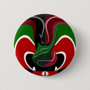 Schöne Phantastische Swirling Kenya Flag: Moderne Button
