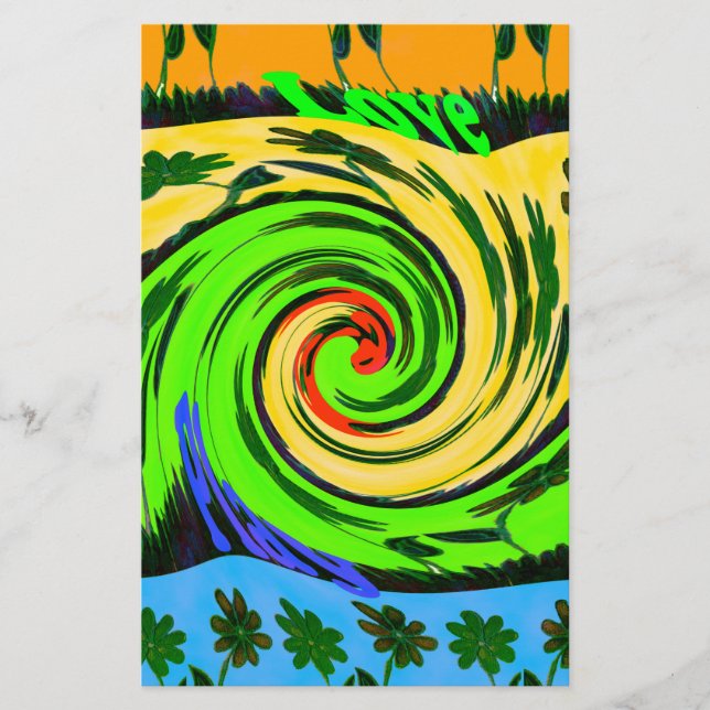 Schöne Phantastische Wavy Summer Wave Floral Color Briefpapier (Vorderseite)