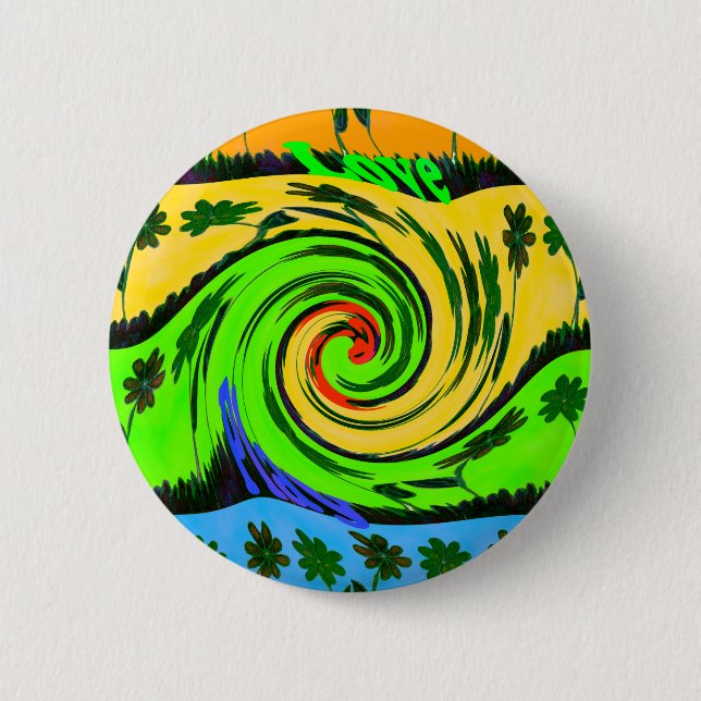 Schöne Phantastische Wavy Summer Wave Floral Color Button (Vorderseite)
