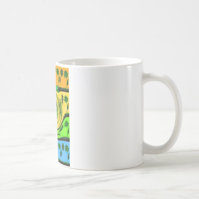 Schöne Phantastische Wavy Summer Wave Floral Color Kaffeetasse (Rechts)