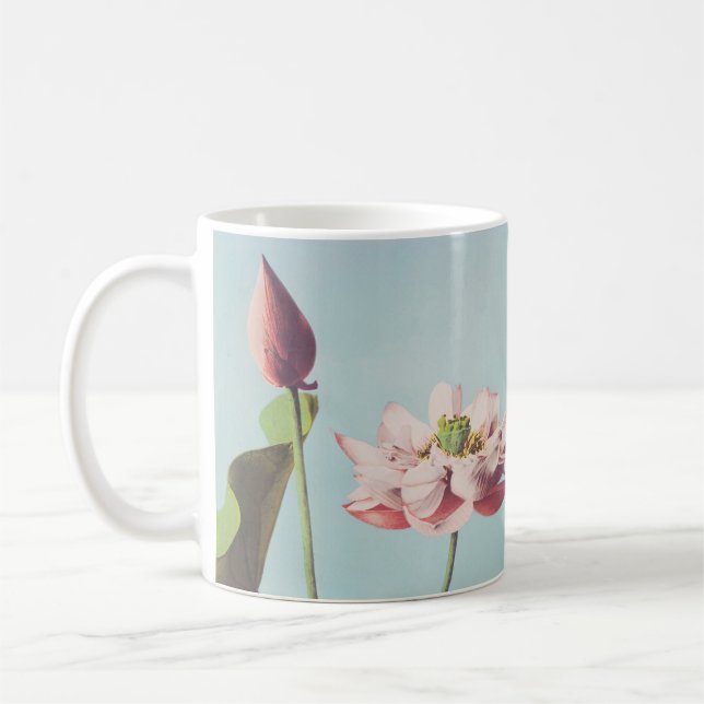 Schöne photomechanische Drucke von Lotus-Blume Kaffeetasse (Links)