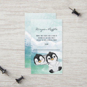 Schöne Pinguine Baby Duschdusche Windeln Raffle Ti Telefonnummerkarte