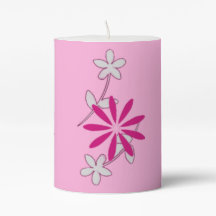 Schöne Pink-Blume Floral 4Ann-Säule Kerze