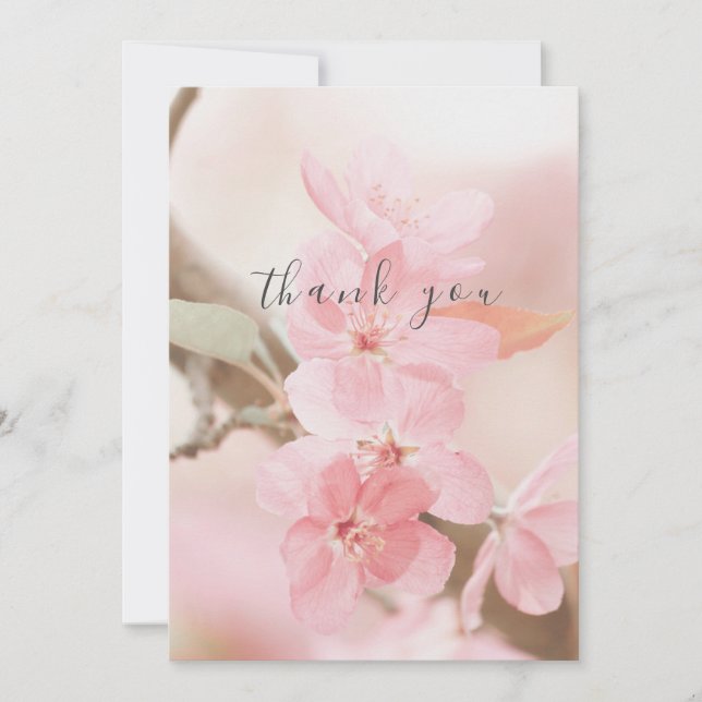 Schöne Pink Blume Petals Flat Danke Karte (Vorderseite)