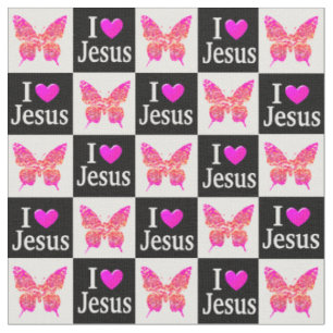SCHÖNE PINK BUTTERFLY I LIEBE JESUS FABRIC STOFF