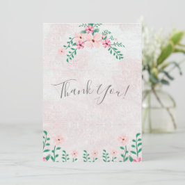 Schöne Pink Floral Wasserfarbe Hochzeit Dankeskarte
