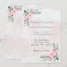 Schöne Pink Floral Wasserfarbe Hochzeit